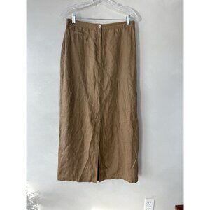 Vintage 80s Telluride Clothing Co Maxi Skirt Linen Boho Western 12 Tan Brown